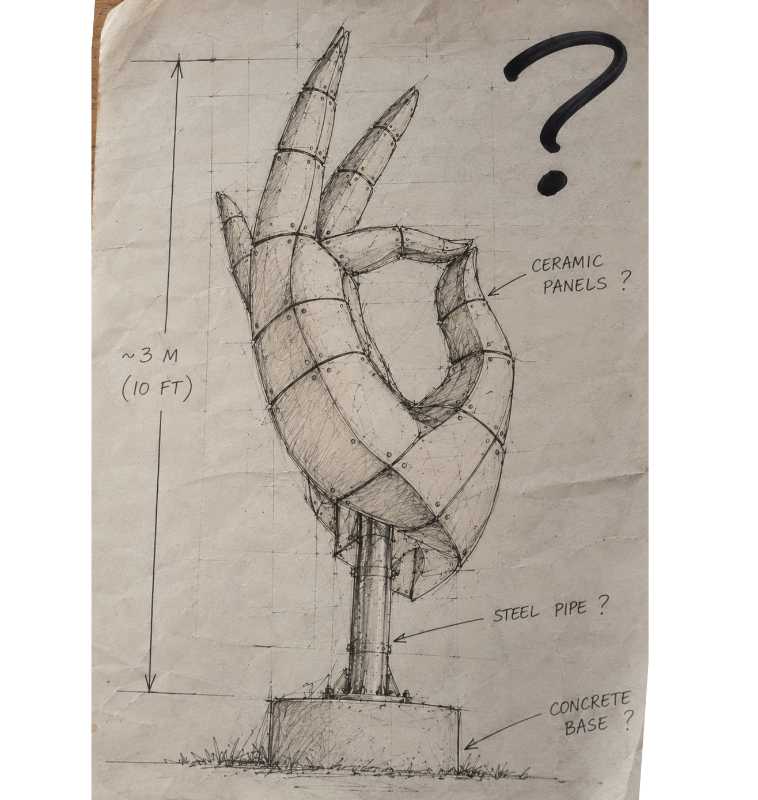 Drawing of a proposed public sculpture, opens full size